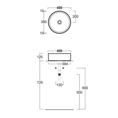 Раковина из сантехнического фаянса Simas Folio FO01bi 40х40 накладная цвет белый без отверстий под смеситель