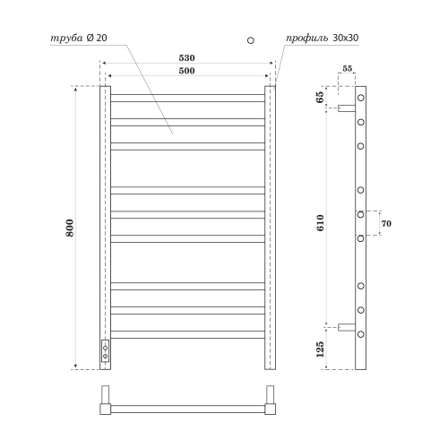Полотенцесушитель Point Веста PN70758GR электрический графит - фото 2