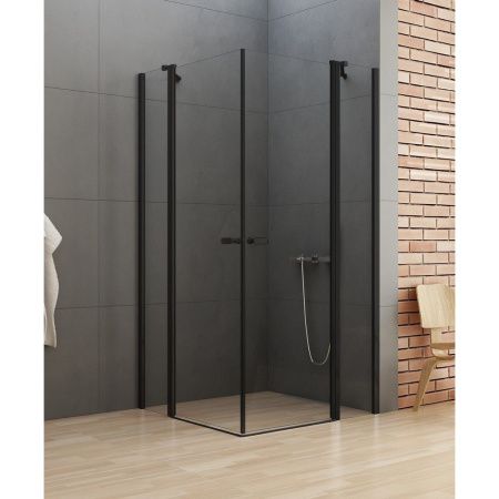 Душевой уголок New Trendy NEW SOLEO Black K-0554 100х90 стекло прозрачное профиль черный без поддона