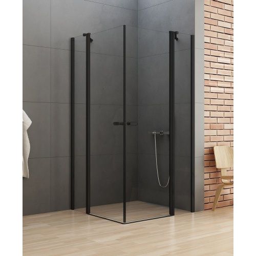 Душевой уголок New Trendy NEW SOLEO Black K-0761 110х90 стекло прозрачное профиль черный без поддона - фото 2