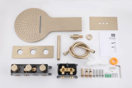 Душевая система Abber AF8151G встраиваемая в стену цвет золото с термостатом