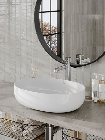 Раковина из сантехнического фарфора Orange B05-520W 50х40 накладная цвет белый