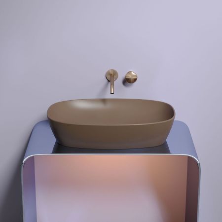 Раковина из сантехнического фарфора Ceramica Nova ELEMENT CN6049MDB 60х40 накладная цвет коричневый без отверстий под смеситель