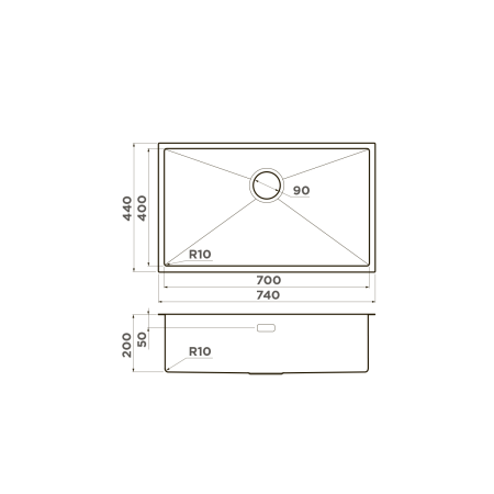 Кухонная мойка Omoikiri Taki 74-U/IF Microdecor 4997574 75х20 цвет нержавеющая сталь поверхность матовая