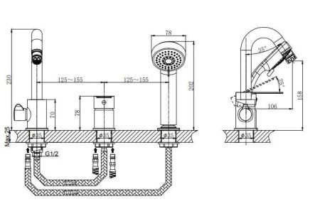 Смеситель для ванны Rush Tenerife TE2835-333 на борт ванны хром