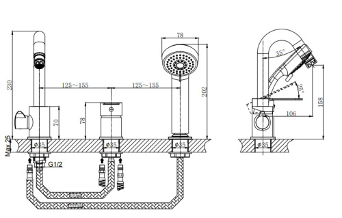 Смеситель для ванны Rush Tenerife TE2835-333 на борт ванны хром - фото 2