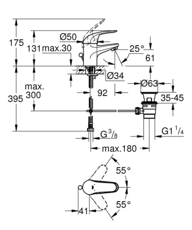 Смеситель Grohe Euroeco 23262000 на раковину хром