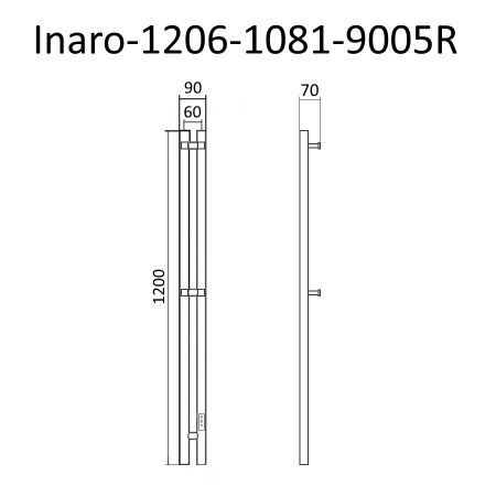 Полотенцесушитель Маргроид Inaro профильный Inaro-1206-1081-9005R 9х120 электрический черный матовый