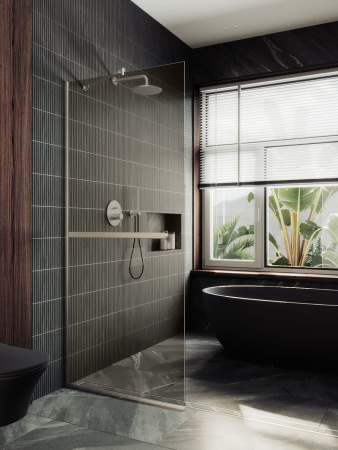 Душевая перегородка Maybah Glass MGD-715-5у 119х195 стекло тонированное профиль хром матовый