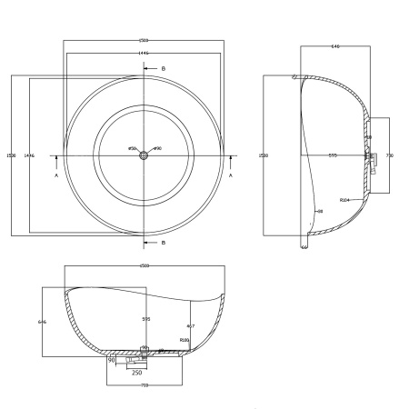 Ванна полиэфирная смола Abber Kristall AT9705Koralle 150х150 отдельностоящая круглая
