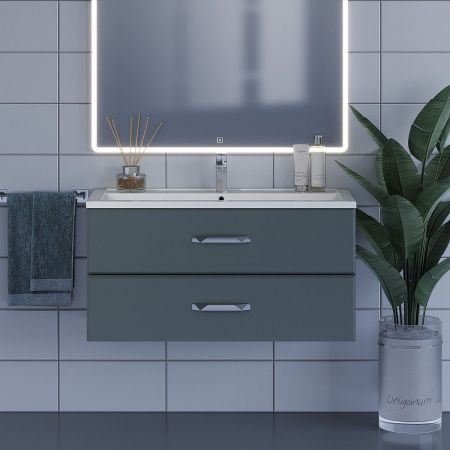 Тумба под раковину Uperwood Foster 291020524 100х50 подвесная цвет серый