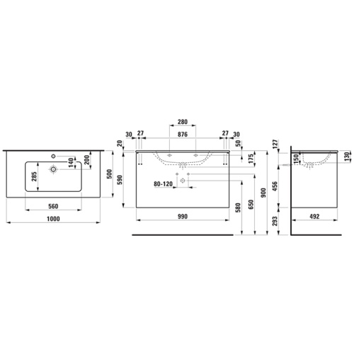 Тумба с раковиной Laufen Pro 8.6496.2.260.104.1 100х50х61 цвет белый матовый - фото 2
