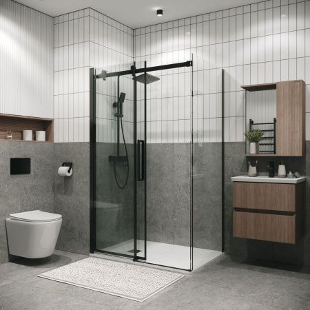 Душевая перегородка Grossman Classic 200.K33.04.70.21.00 70х195 стекло прозрачное профиль черный