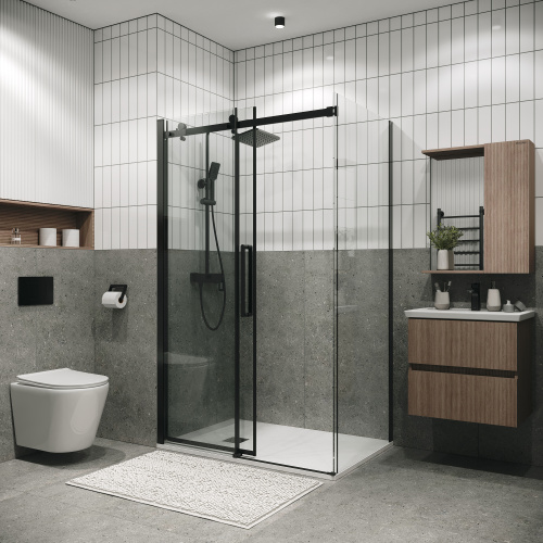Душевой уголок Grossman Classic 120.K33.04.1370.21.00 130х70 стекло прозрачное профиль черный матовый - фото 5