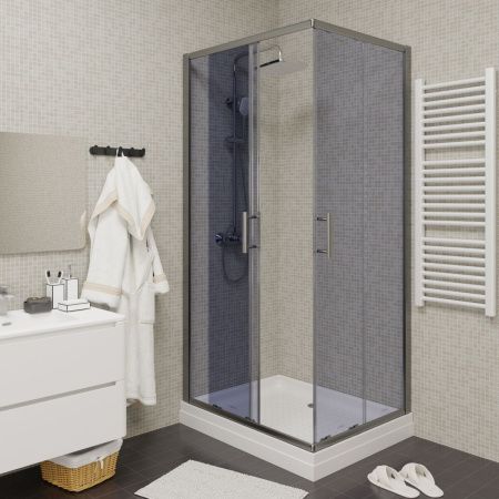 Душевой уголок Parly QZ71S N 100х70 стекло тонированное профиль хром с поддоном