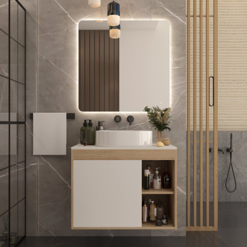 Тумба под раковину Teymi Nura T60533 80х45х62 подвесная цвет дуб/белый - фото 4