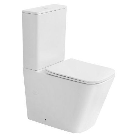 Унитаз напольный с бачком Abber Rechteck AC1210TMW белый матовый с сиденьем безободковый смыв торнадо
