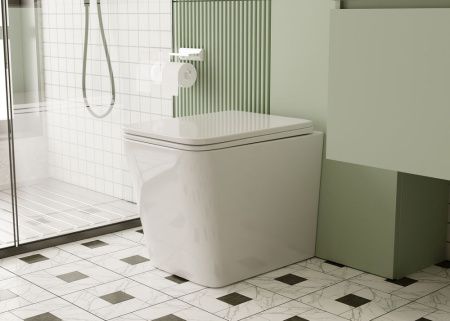 Унитаз приставной Abber Rechteck AC1211 белый с сиденьем микролифт безободковый каскадный смыв