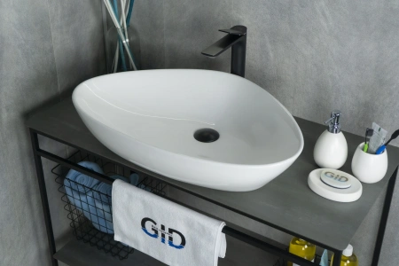 Раковина керамическая Gid Creativo 51117 70х40 накладная цвет белый без отверстий под смеситель