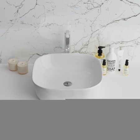 Раковина из сантехнического фаянса Grossman Style GR-3019 40х40 накладная цвет белый без отверстий под смеситель