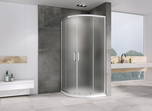 Душевой уголок Abber Schwarzer Diamant AG01100M 100х100 стекло матовое профиль хром глянцевый без поддона - фото 2